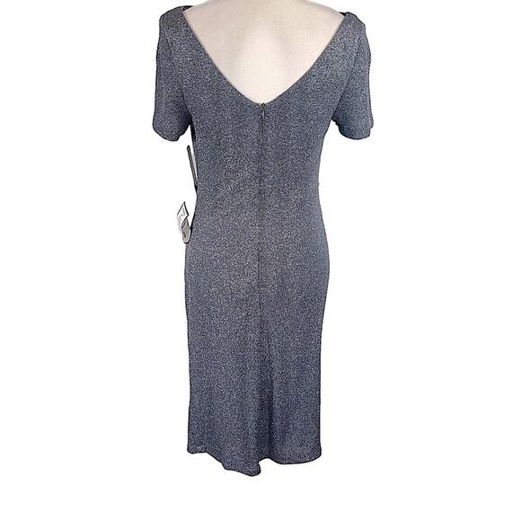 Betsy & Adam Ruched Glitter Knit Short Sleeve Sheath Cocktail Dress Size 8 NWT - Picture 5 of 11